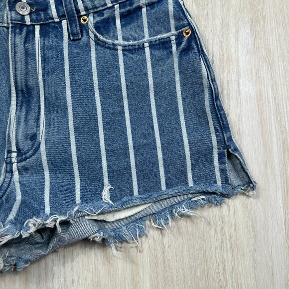 NWT Abercombie & Fitch Annie High Rise Short Stripe Casual Denim Jean Shorts 27 - Picture 3 of 16